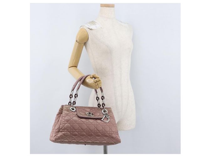 Borsa Canage in nylon rosa argento Christian Dior Auth 170948 - vista 29