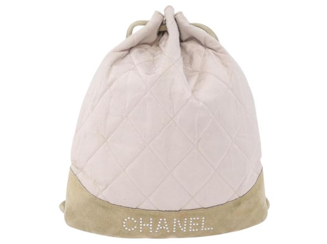 CHANEL Rucksack Satin Weiß Silber CC Auth bs33422 - Ansicht 13