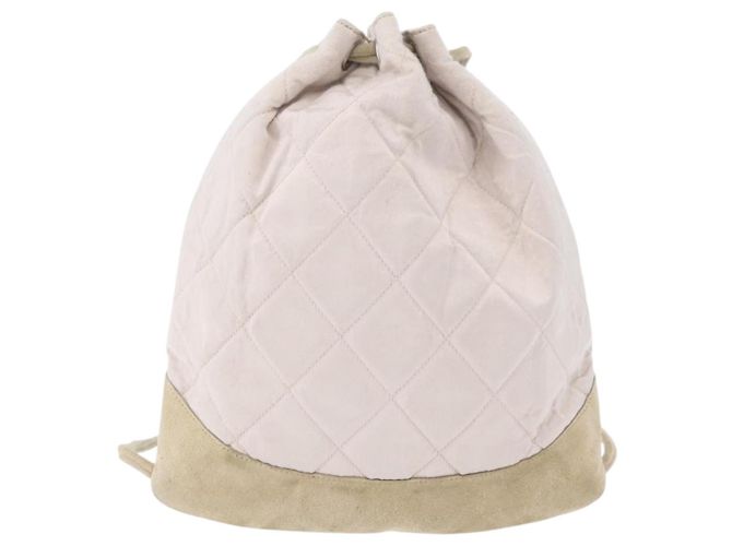 CHANEL Rucksack Satin Weiß Silber CC Auth bs33422 - Ansicht 2