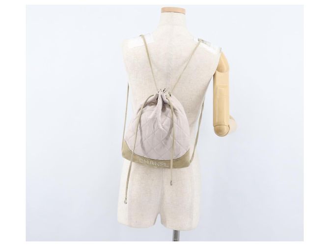 CHANEL Rucksack Satin Weiß Silber CC Auth bs33422 - Ansicht 26