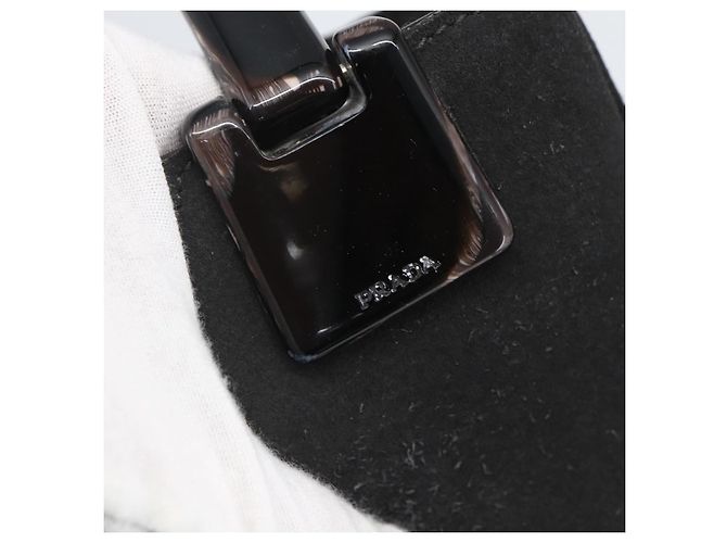 PRADA Handtasche aus Wildleder schwarz silber Auth 166861 - Ansicht 10