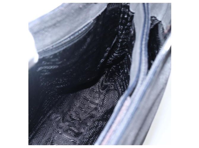 PRADA Handtasche aus Wildleder schwarz silber Auth 166861 - Ansicht 18
