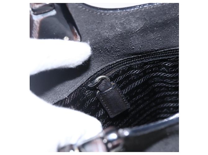 PRADA Handtasche aus Wildleder schwarz silber Auth 166861 - Ansicht 20
