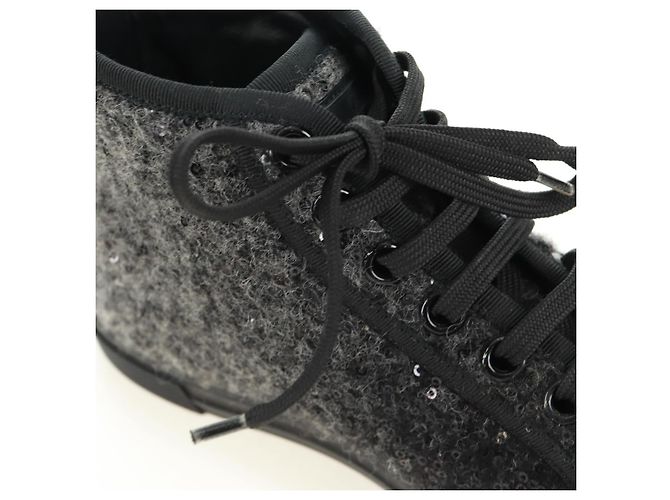 Sneakers Alte LOUIS VUITTON in Lana e Tela Nera LV Auth 158597M Nero - vista 10