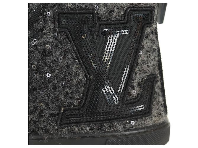 Sneakers Alte LOUIS VUITTON in Lana e Tela Nera LV Auth 158597M Nero - vista 6