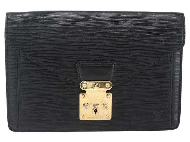 LOUIS VUITTON Epi Serie Dragonne Clutch Bag Nero M52612 LV Auth LNZ266 - vista 13