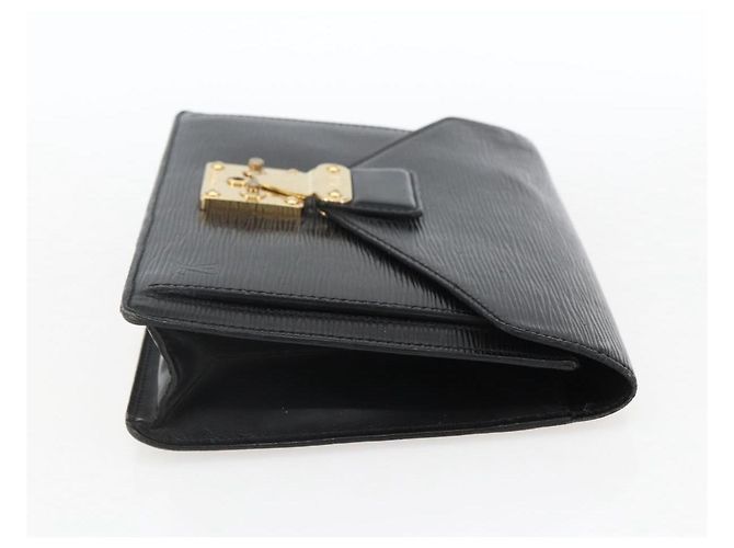LOUIS VUITTON Epi Serie Dragonne Clutch Bag Nero M52612 LV Auth LNZ266 - vista 4