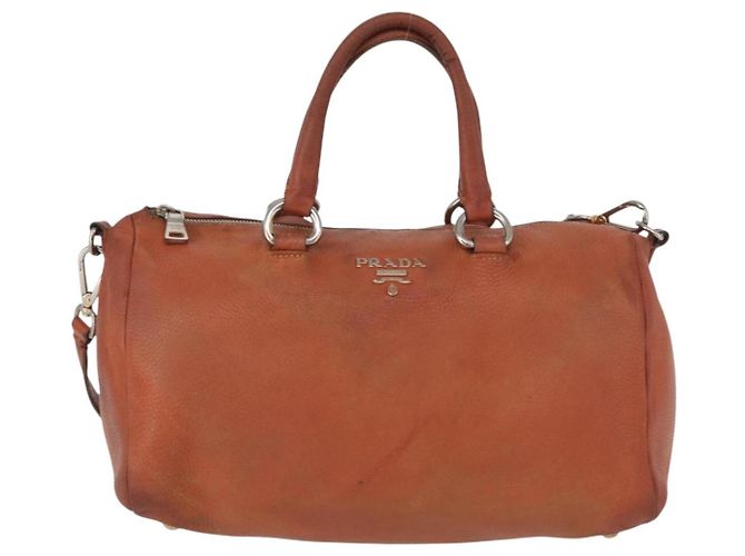 PRADA Borsa a Mano in Pelle 2 in 1 Arancione Argento Auth bs33283 - vista 13