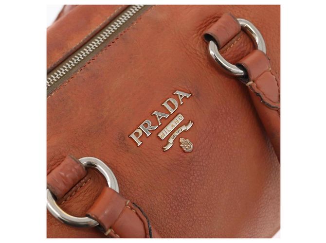 PRADA Borsa a Mano in Pelle 2 in 1 Arancione Argento Auth bs33283 - vista 18
