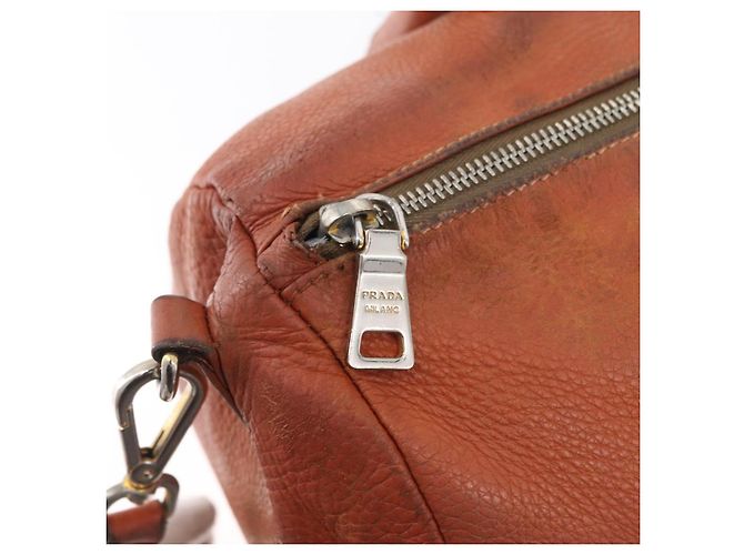PRADA Borsa a Mano in Pelle 2 in 1 Arancione Argento Auth bs33283 - vista 20
