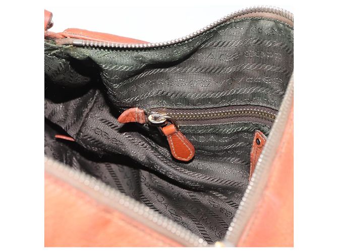 PRADA Borsa a Mano in Pelle 2 in 1 Arancione Argento Auth bs33283 - vista 24