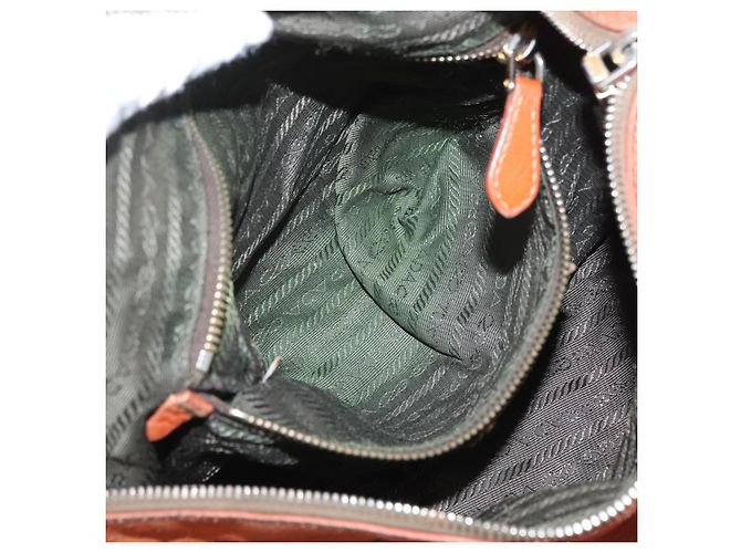 PRADA Borsa a Mano in Pelle 2 in 1 Arancione Argento Auth bs33283 - vista 25