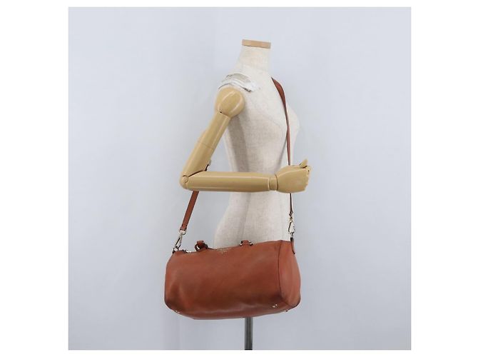 PRADA Borsa a Mano in Pelle 2 in 1 Arancione Argento Auth bs33283 - vista 26