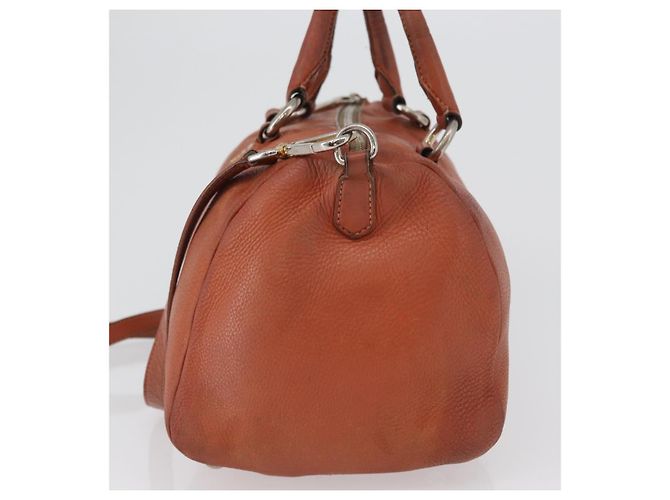 PRADA Borsa a Mano in Pelle 2 in 1 Arancione Argento Auth bs33283 - vista 3