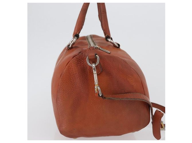 PRADA Borsa a Mano in Pelle 2 in 1 Arancione Argento Auth bs33283 - vista 4