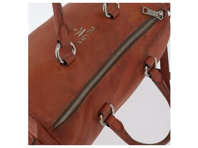 PRADA Borsa a Mano in Pelle 2 in 1 Arancione Argento Auth bs33283 - vista 6