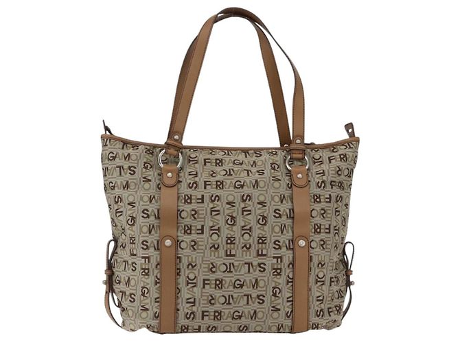 Salvatore Ferragamo Tote Bag aus Canvas Beige Auth bs33551 - Ansicht 13