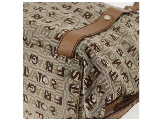 Salvatore Ferragamo Tote Bag aus Canvas Beige Auth bs33551 - Ansicht 15