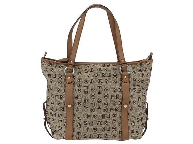 Salvatore Ferragamo Tote Bag aus Canvas Beige Auth bs33551 - Ansicht 2