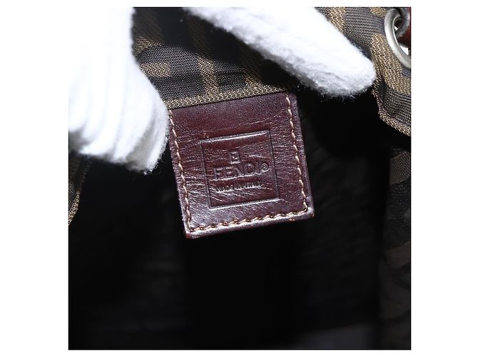 Borsa a mano in tela Zucca FENDI nera e marrone Auth ep13514 Nero - vista 10