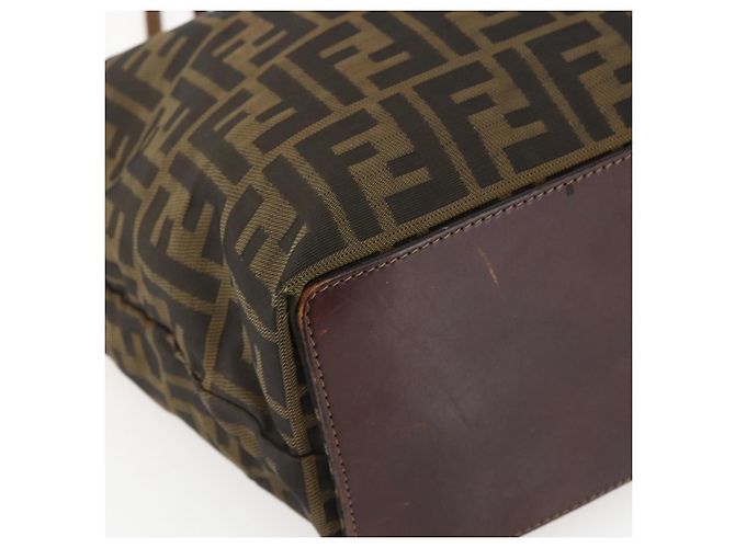 Borsa a mano in tela Zucca FENDI nera e marrone Auth ep13514 Nero - vista 14