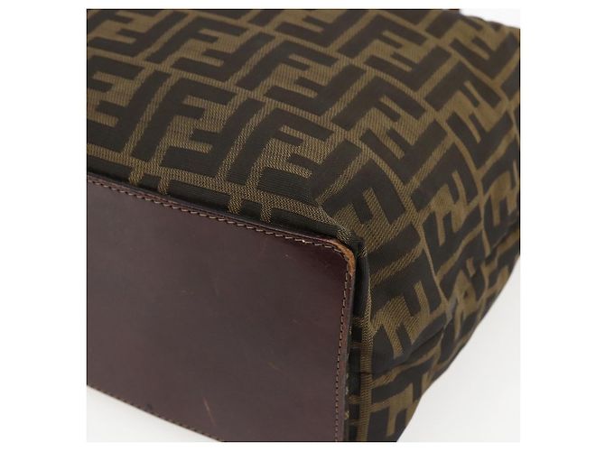 Borsa a mano in tela Zucca FENDI nera e marrone Auth ep13514 Nero - vista 15