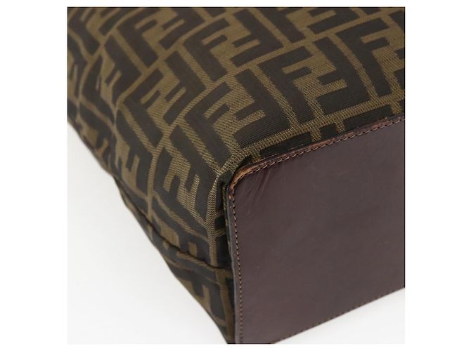 Borsa a mano in tela Zucca FENDI nera e marrone Auth ep13514 Nero - vista 16