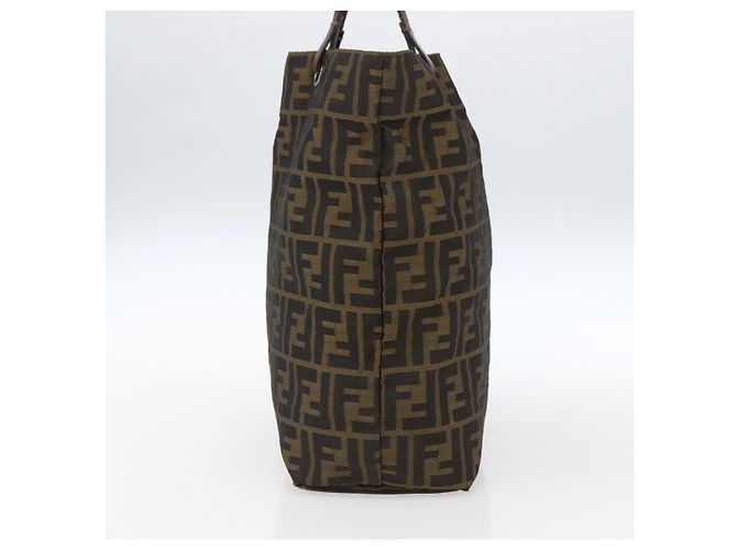 Borsa a mano in tela Zucca FENDI nera e marrone Auth ep13514 Nero - vista 4