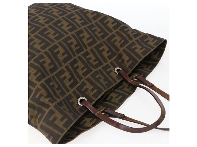 Borsa a mano in tela Zucca FENDI nera e marrone Auth ep13514 Nero - vista 6