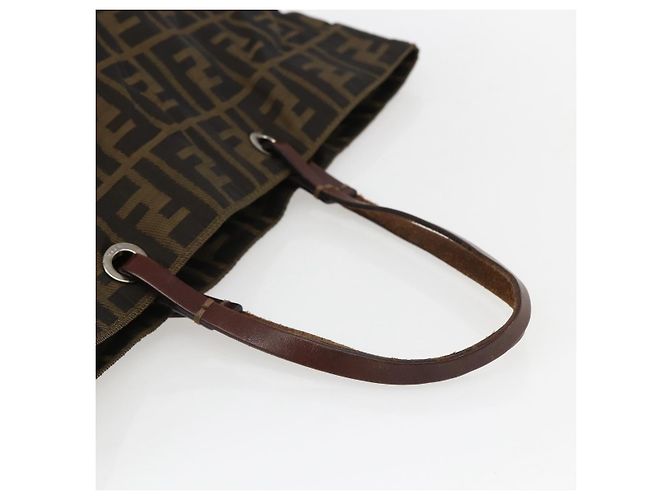 Borsa a mano in tela Zucca FENDI nera e marrone Auth ep13514 Nero - vista 7