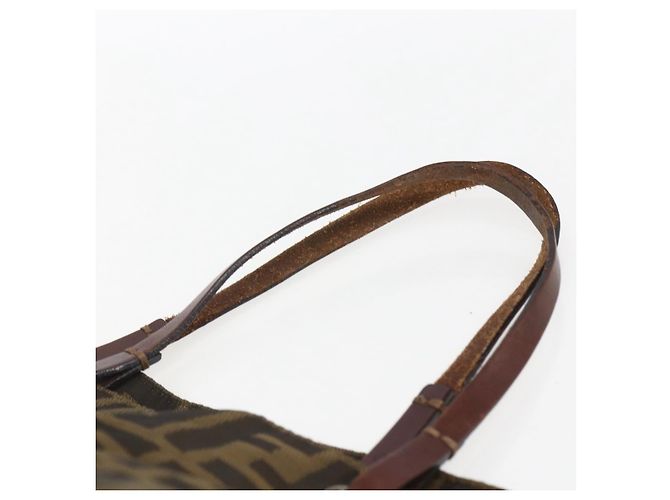 Borsa a mano in tela Zucca FENDI nera e marrone Auth ep13514 Nero - vista 8