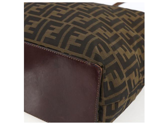 Borsa a mano in tela Zucca FENDI nera e marrone Auth ep13514 Nero - vista 9