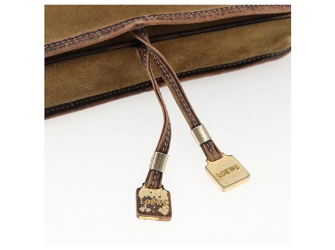 LOEWE Borsa a Spalla Anagramma in Camoscio Marrone Oro Auth 173473 D'oro - vista 10