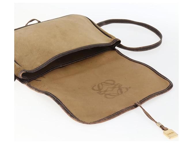 LOEWE Borsa a Spalla Anagramma in Camoscio Marrone Oro Auth 173473 D'oro - vista 11