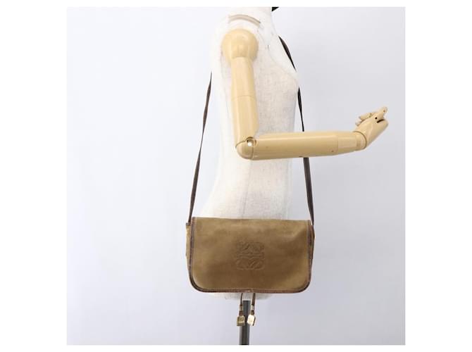 LOEWE Borsa a Spalla Anagramma in Camoscio Marrone Oro Auth 173473 D'oro - vista 21