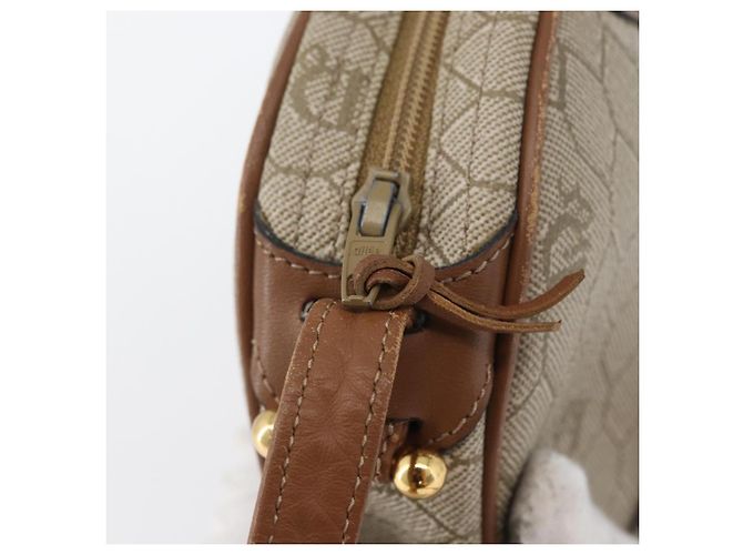 Borsa a spalla in tela a nido d'ape PVC beige oro Christian Dior Auth bs33486 - vista 10