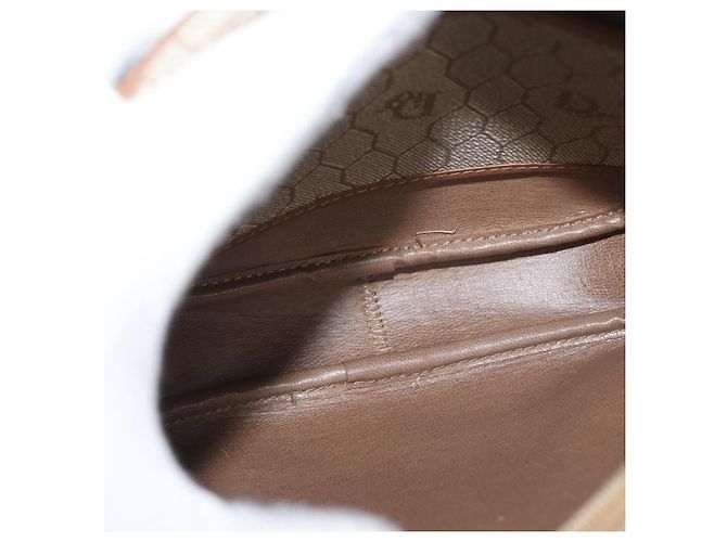 Borsa a spalla in tela a nido d'ape PVC beige oro Christian Dior Auth bs33486 - vista 12