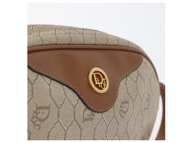 Borsa a spalla in tela a nido d'ape PVC beige oro Christian Dior Auth bs33486 - vista 18