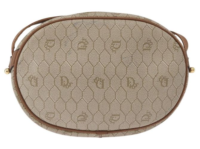 Borsa a spalla in tela a nido d'ape PVC beige oro Christian Dior Auth bs33486 - vista 2