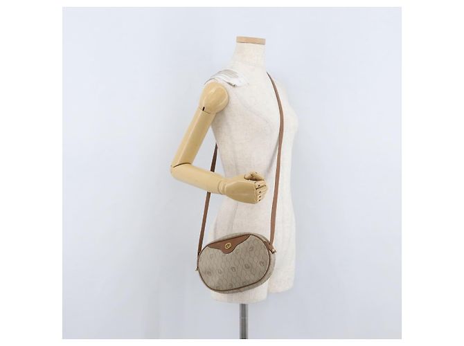 Borsa a spalla in tela a nido d'ape PVC beige oro Christian Dior Auth bs33486 - vista 22
