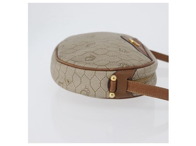 Borsa a spalla in tela a nido d'ape PVC beige oro Christian Dior Auth bs33486 - vista 4