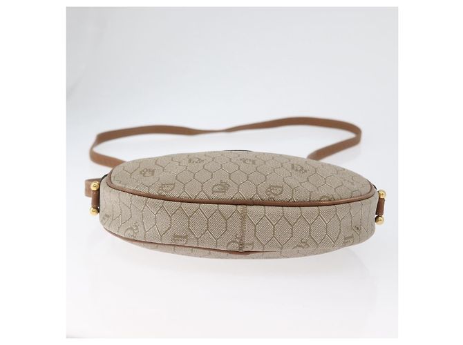 Borsa a spalla in tela a nido d'ape PVC beige oro Christian Dior Auth bs33486 - vista 6