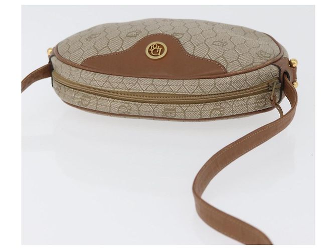 Borsa a spalla in tela a nido d'ape PVC beige oro Christian Dior Auth bs33486 - vista 7