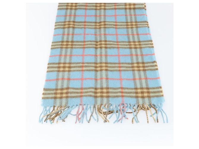 Sciarpa Nova Check in cashmere Burberrys Azzurro Chiaro Auth am10659 Blu chiaro - vista 15