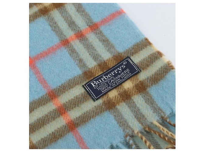 Sciarpa Nova Check in cashmere Burberrys Azzurro Chiaro Auth am10659 Blu chiaro - vista 5