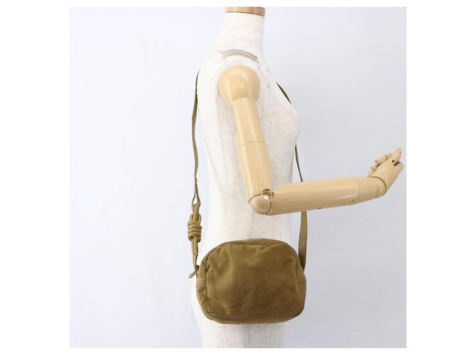 LOEWE Borsa a Spalla Anagram Suede Beige Auth 173498 - vista 21