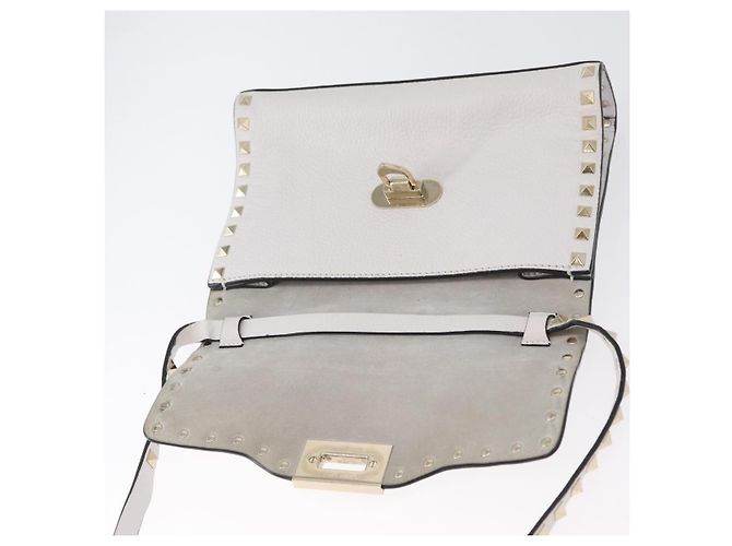 Valentino Borsa a Spalla in Pelle Bianca e Oro Auth BA10633 Bianco D'oro - vista 11