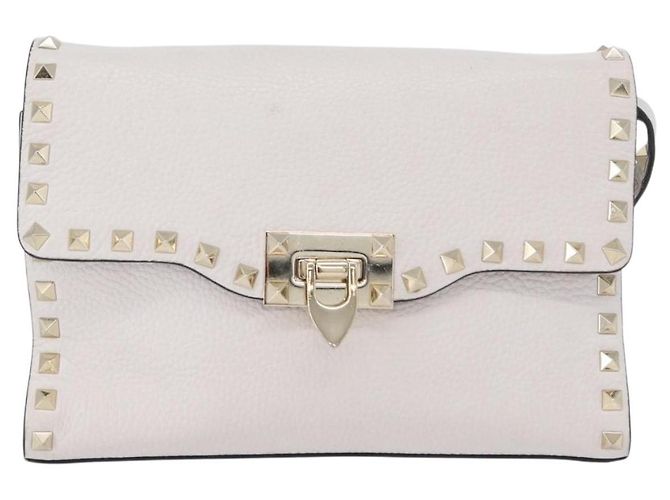 Valentino Borsa a Spalla in Pelle Bianca e Oro Auth BA10633 Bianco D'oro - vista 13