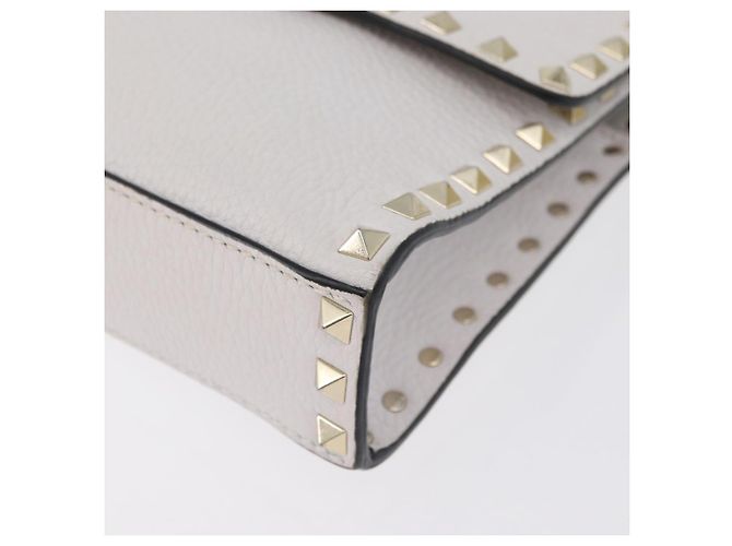 Valentino Borsa a Spalla in Pelle Bianca e Oro Auth BA10633 Bianco D'oro - vista 14