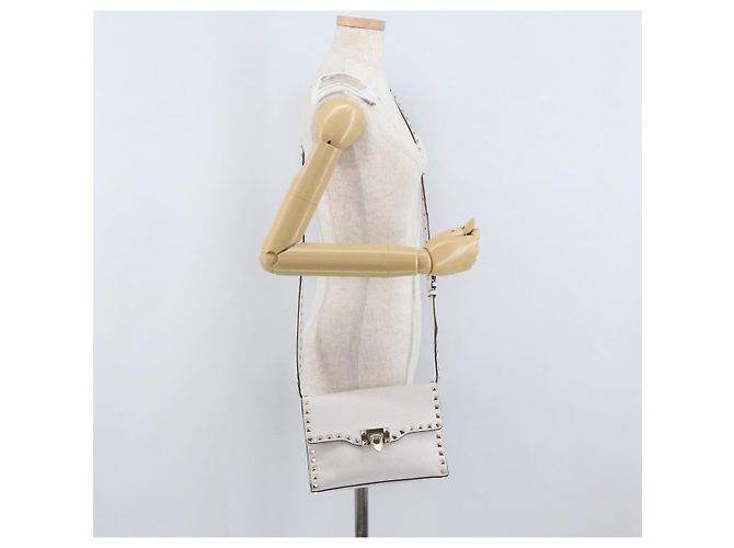 Valentino Borsa a Spalla in Pelle Bianca e Oro Auth BA10633 Bianco D'oro - vista 21
